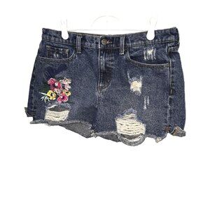 Buffalo David Bitton Jean Shorts Distressed Denim Embroidered Cut Offs Size w29